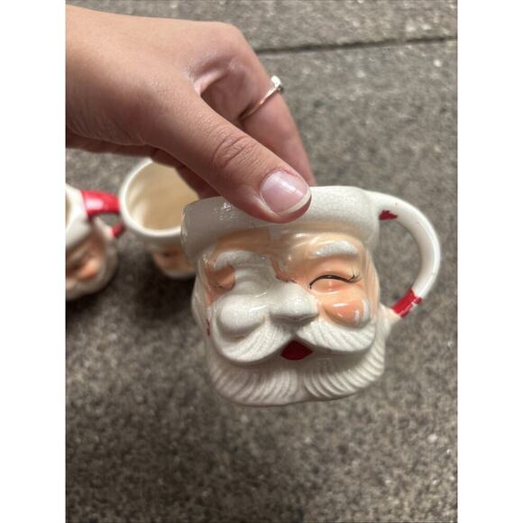 RARE WINKING JAPAN VINTAGE CERAMIC MUGS 1960s Santa Land Japan FOUR Santa - Picture 5 of 8